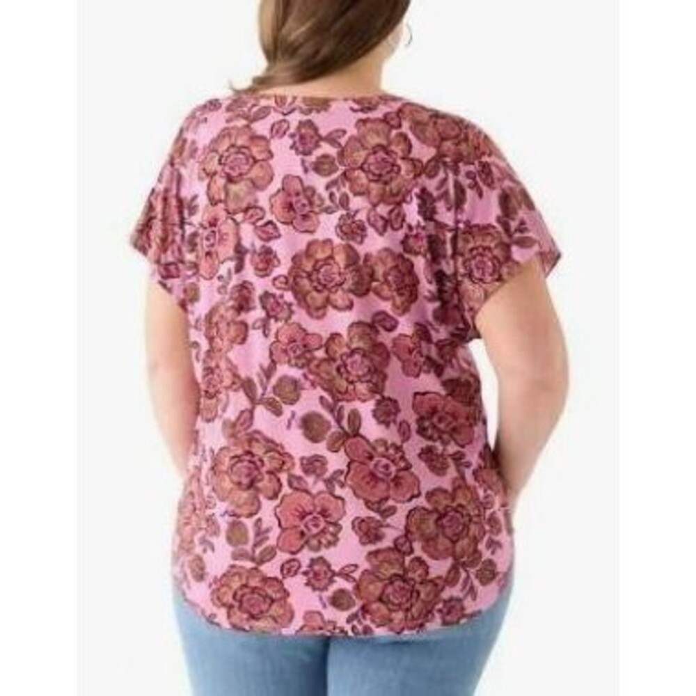 Premise Sz 2X EUC Short Sleeve Knit to Woven Top - Picture 2 of 8